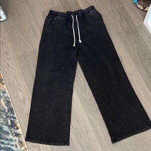 Z Supply Black Wide-Leg Drawstring Track Pants